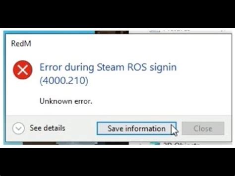 error during steam ros signin